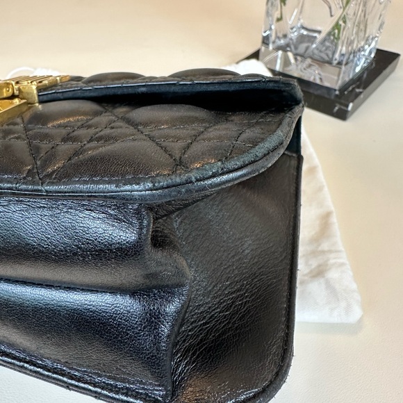 Authentic Christian Dior Black Leather Shoulder Bag With Gold hardware - Picture 5 of 16